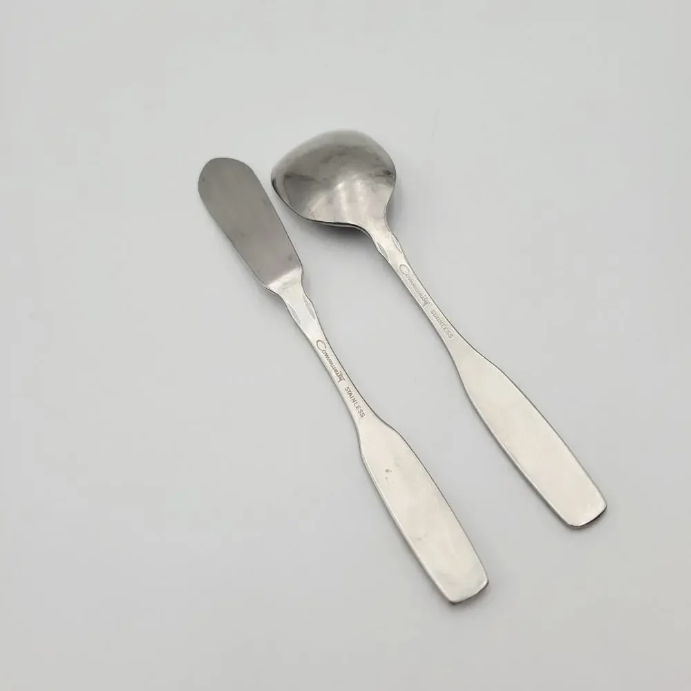 Oneida Community Paul Revere Sugar Shell Spoon & Round Stainless Steel Flatware